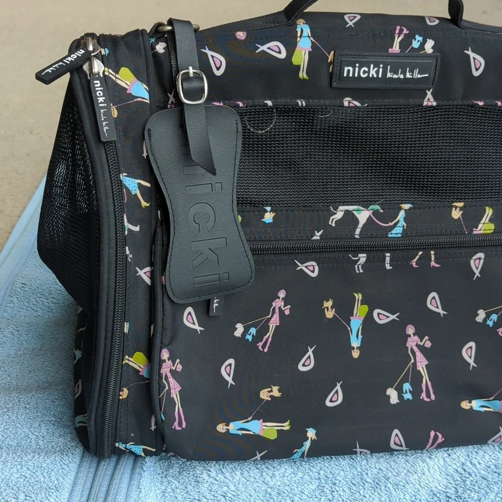 Nicole Miller Pet Carrier Convertible Shoulder Backpack Black Small Dog Cat